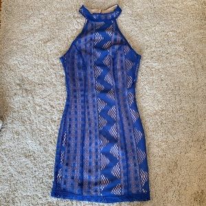 High neck, open back dress